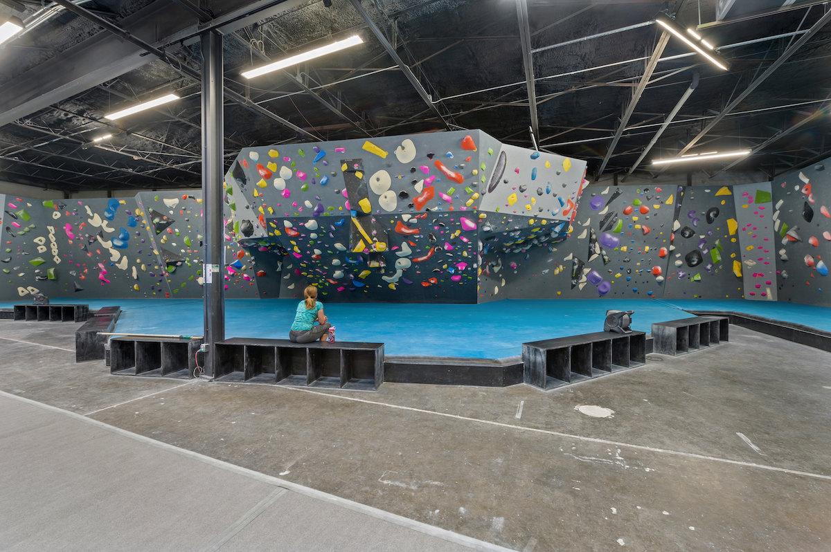 The right side of the gym where the main overhangs are