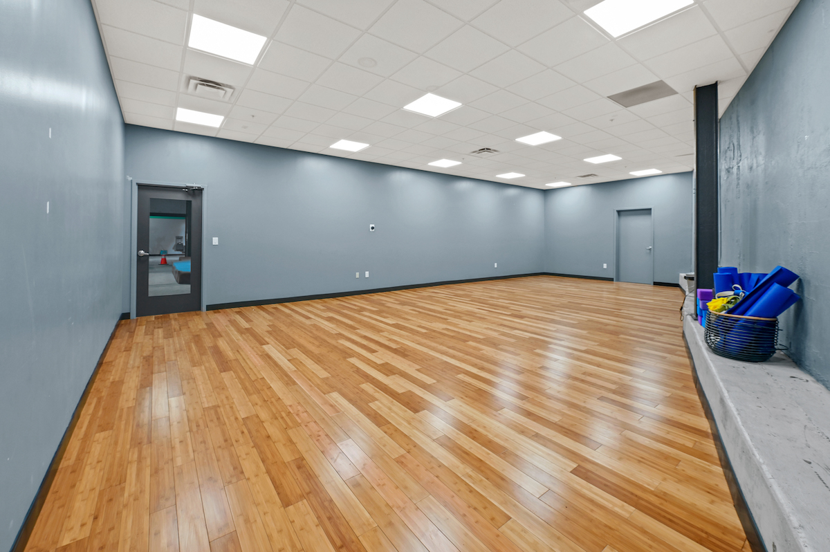 Yoga room, showing clean bamboo flooring